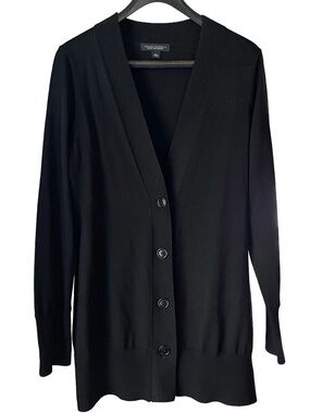 Banana Republic Black Extra-Fine Merino Wool V-Neck Cardigan Sweater